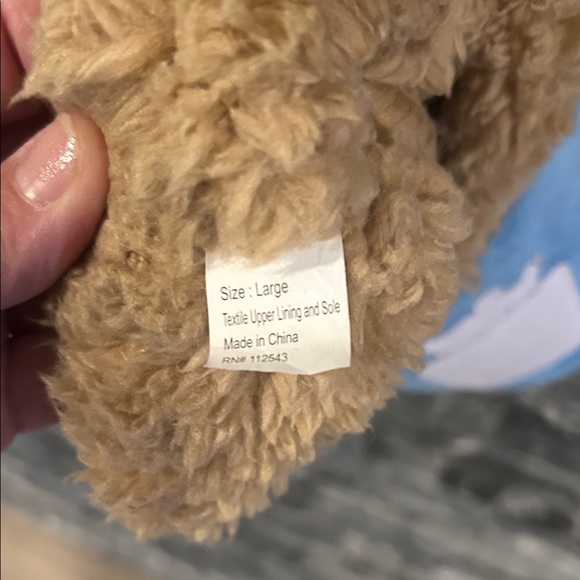 Snoozies Blue Slippers with Cookie and Milk Design Size Large - Picture 3 of 4